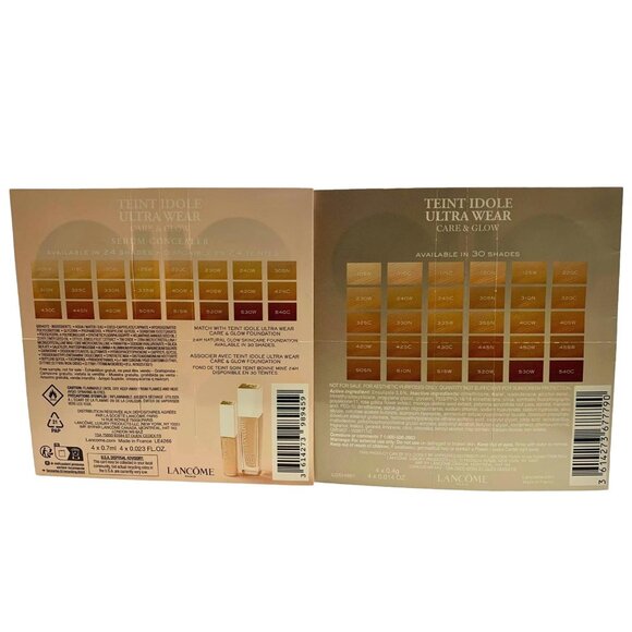 Lancome Teint Idole Ultra Wear Care & Glow Foundation & Serum Sample Cards 2ea - Picture 2 of 4